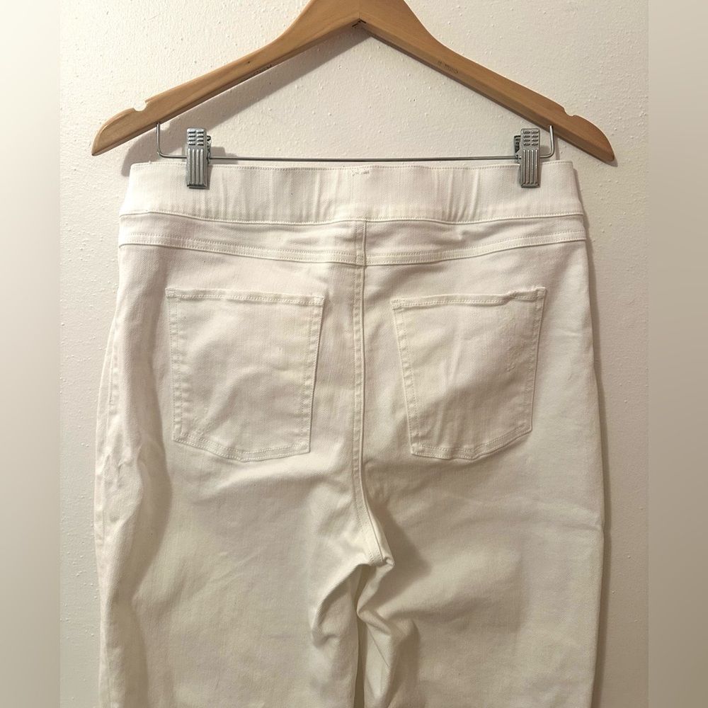 Spanx Women’s Ankle Skinny Pull-On Jeans White Distressed Size Large - Picture 8 of 10